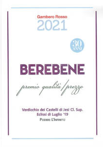 PREMIO BEREBENE 2021 GAMBERO ROSSO ECLISSI DI LUGLIO
