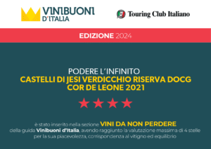 VINIBUONI D'ITALIA RICONOSCIMENTO VINI DA NON PERDERE COR DE LEONE PODERE L'INFINITO